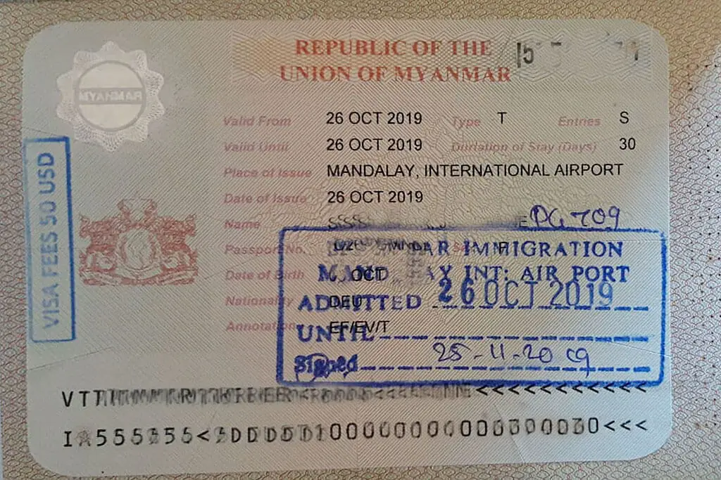Visa on arrival Myanmar
